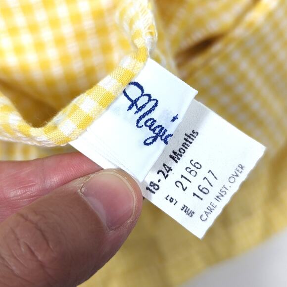 Vintage Magic Years Outfit Girls Size 18-24m Yellow Gingham Tank Shorts - Picture 5 of 7